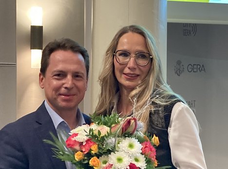 Gratulation durch den Vorsitzenden der Linksfraktion, Andreas Schubert